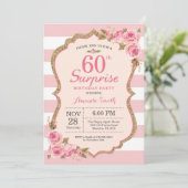 花ピンク芍薬サプライズ60歳誕生日パーティー 招待状 (スタンド正面)