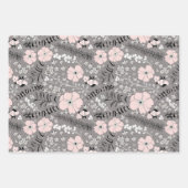 花ピンク黒い植物切り離しギフト ラッピングペーパーシート (正面2)