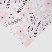 花ピンク黒の植物模様 薄葉紙 (詳細)