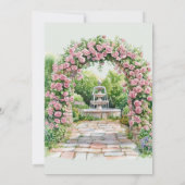 花ピンク/グリーン ガーデンパーティー 誕生日パーティー ご招待 招待状 (裏面)