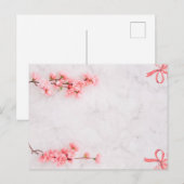 花ピンク シックな招待カード インビテーションポストカード (正面/裏面)