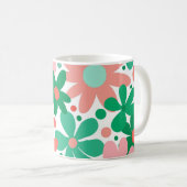花ファンキーは緑、桃、珊瑚 コーヒーマグカップ (正面右)