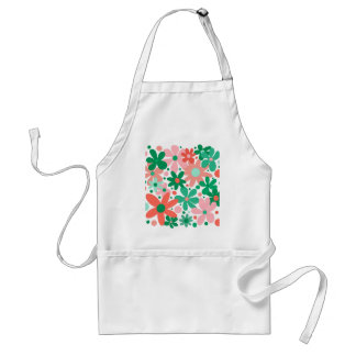 花ファンキーは緑、桃、珊瑚 スタンダードエプロン