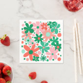 花ファンキーは緑、桃、珊瑚 スタンダードカクテルナプキン (インサイチュ)