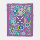 花ファンキーカラフル形モノグラ独身のム フリースブランケット (正面)