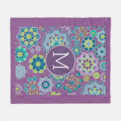 花ファンキーカラフル形モノグラ独身のム フリースブランケット (正面(横))