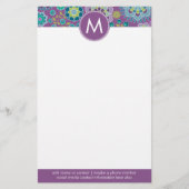 花ファンキーカラフル柄モノグカスタムラム 便箋 (正面)