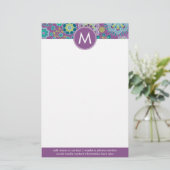 花ファンキーカラフル柄モノグカスタムラム 便箋 (スタンド正面)