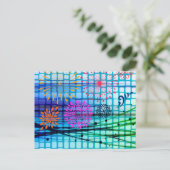 花ファンキー光線抽象デザイン ポストカード (スタンド正面)