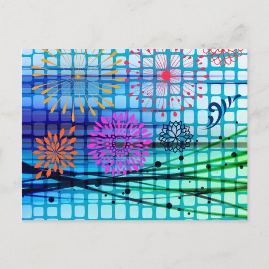 花ファンキー光線抽象デザイン ポストカード (正面)