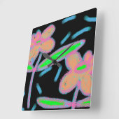 花ファンキー抽象芸術 スクエア壁時計 (傾斜)