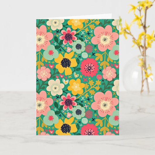 花ファンキー柄 カード (黄色い花)