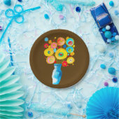 花ファンキー水彩画 ペーパープレート (パーティー)