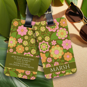 花ファンキー自然カラフル柄 – モノグラム ラゲッジタグ