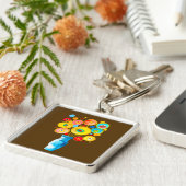 花ファンキー芸術イラストレーション キーホルダー (側面)