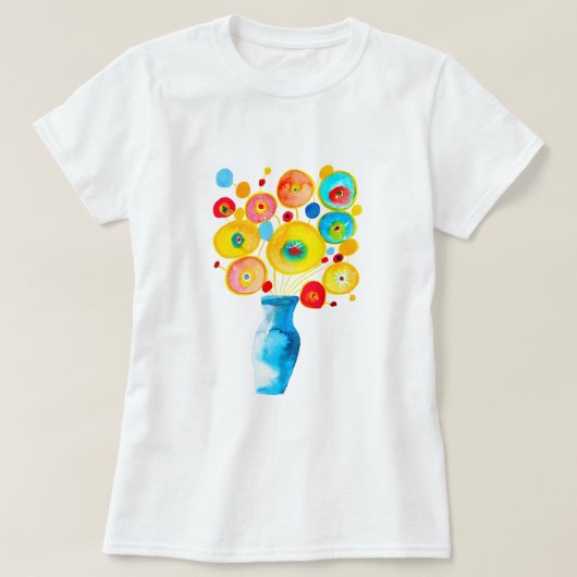 花ファンキー芸術イラストレーション Tシャツ (デザイン正面)