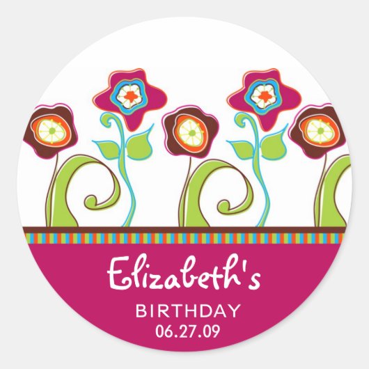花ファンキー飾り ラウンドシール (正面)
