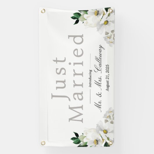 花ファンシーたった今結婚しましたカーバナー 横断幕 (縦)