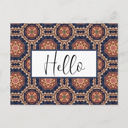 花ファンシーと星形のパターンこんにちは ポストカード (正面)