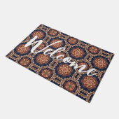 花ファンシーと星形のパターンへようこそ ドアマット (アングル)