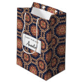 花ファンシーと星形のパターン誕生日 ミディアムペーパーバッグ (裏面アングル)