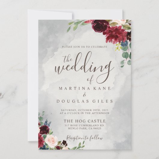 花ファンシークラシックの結婚花 招待状 (正面)