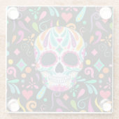 花ファンシー付き砂糖スカル ガラスコースター (裏面)