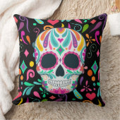 花ファンシー付き砂糖スカル クッション (ブランケット)