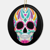 花ファンシー付き砂糖スカル セラミックオーナメント (左)