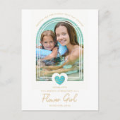 花ファンシー女の子ブルーハート写真の提案 ポストカード (正面)