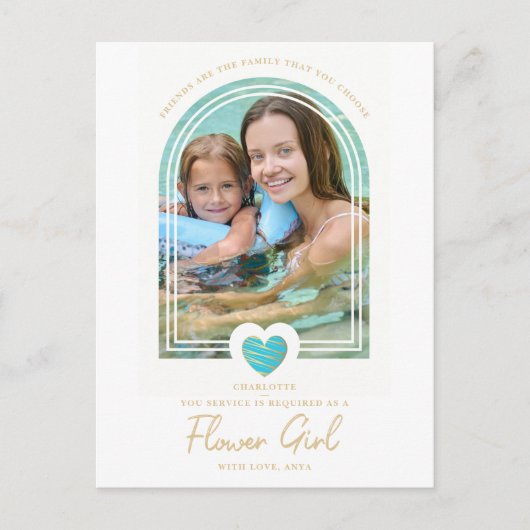 花ファンシー女の子ブルーハート写真の提案 ポストカード (正面)