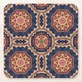 花ファンシー形と星形のパターン スクエアペーパーコースター (正面)