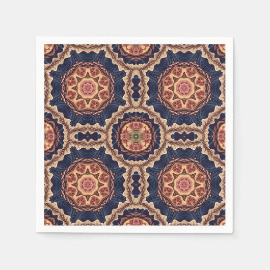 花ファンシー形と星形のパターン スタンダードカクテルナプキン (正面)