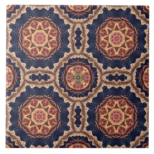 花ファンシー形と星形のパターン タイル (正面)