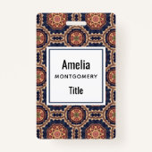 花ファンシー形と星形のパターン バッジ (正面)