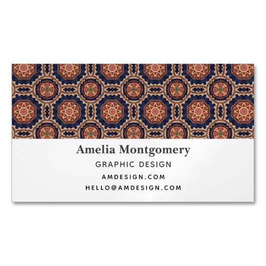 花ファンシー形と星形のパターン マグネット名刺 (正面)