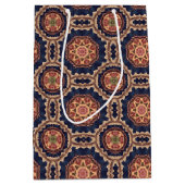 花ファンシー形と星形のパターン ミディアムペーパーバッグ (正面)