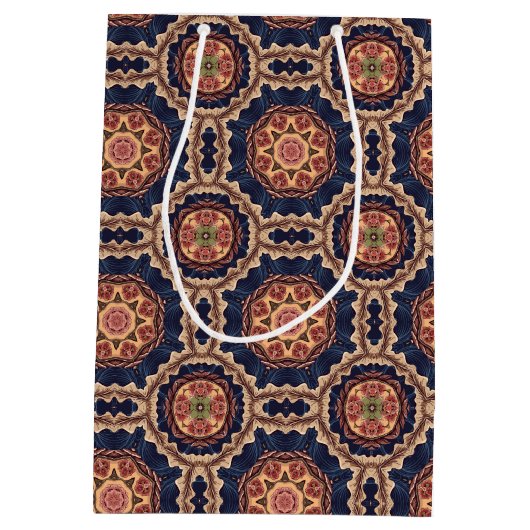 花ファンシー形と星形のパターン ミディアムペーパーバッグ (裏面)