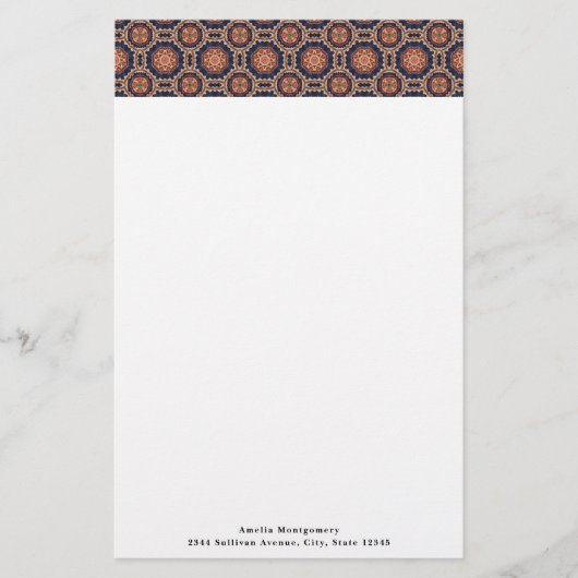 花ファンシー形と星形のパターン 便箋 (正面)