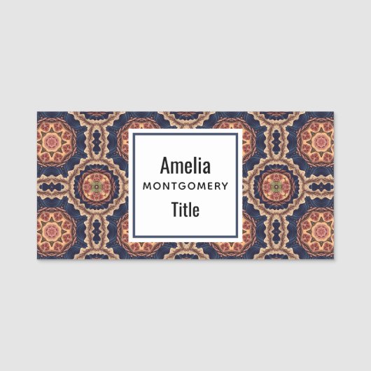 花ファンシー形と星形のパターン 名札 (正面)