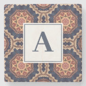 花ファンシー形・星形模様モノグラム ストーンコースター (正面)