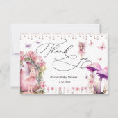 花フェアリーモダンガーデンベイビーシャワーありがとう カード (正面)