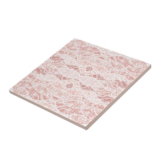 花フェイク付きホワイトレース魚網セラミックタイル タイル (側面)