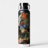 花フェイク金ゴールドモノグラムのヴィンテージフローラ ウォーターボトル (背面)