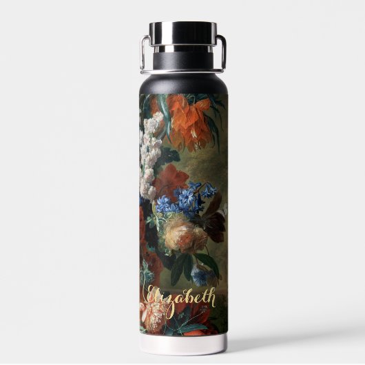 花フェイク金ゴールドモノグラムのヴィンテージフローラ ウォーターボトル (背面)