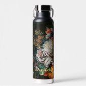 花フェイク金ゴールドモノグラムのヴィンテージフローラ ウォーターボトル (正面)