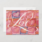 花フェミニン咲きLOVE書道レタリング シーズンポストカード (正面/裏面)