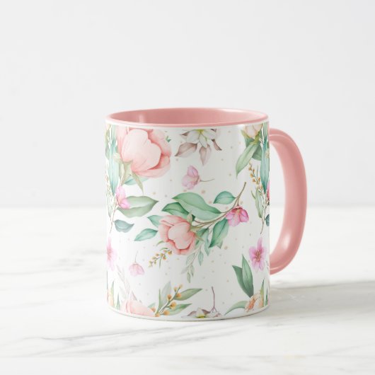花フェミニン柄 マグカップ (正面右)