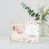 花フェミニン洗礼写真サンキューカード ポストカード (スタンド正面)