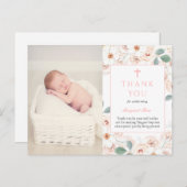 花フェミニン洗礼写真サンキューカード ポストカード (正面/裏面)